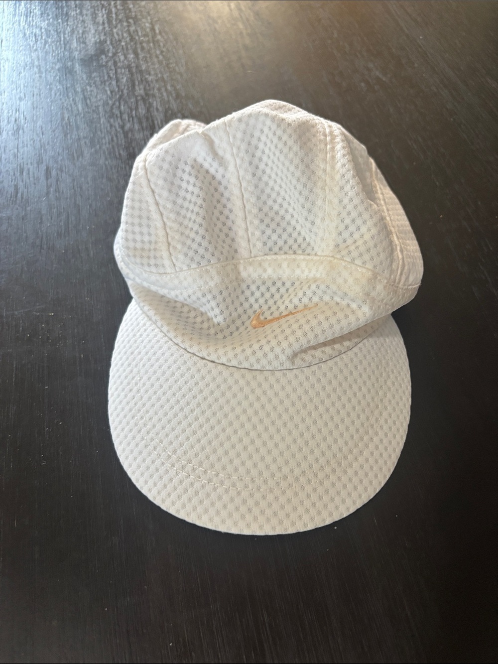 Nike Kids White Mesh Cap with Pale Orange Swoosh